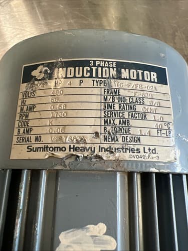 SUMITOMO CYCLO DRIVE CNHM02-4085-YA-B-43 INDUCTION GEARMOTOR - Thumbnail 3
