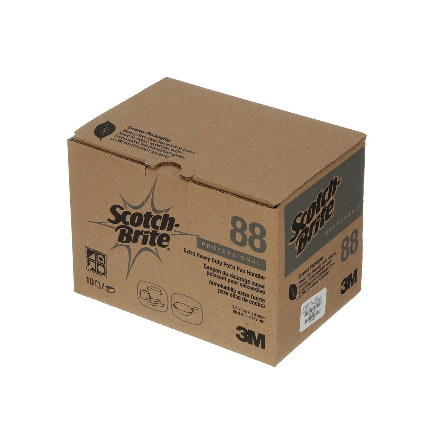 Scotch-Brite 88 Extra Heavy Duty Pot'n Pan Scouring Pad (5"x 3.5") 10 pad box - Image 1