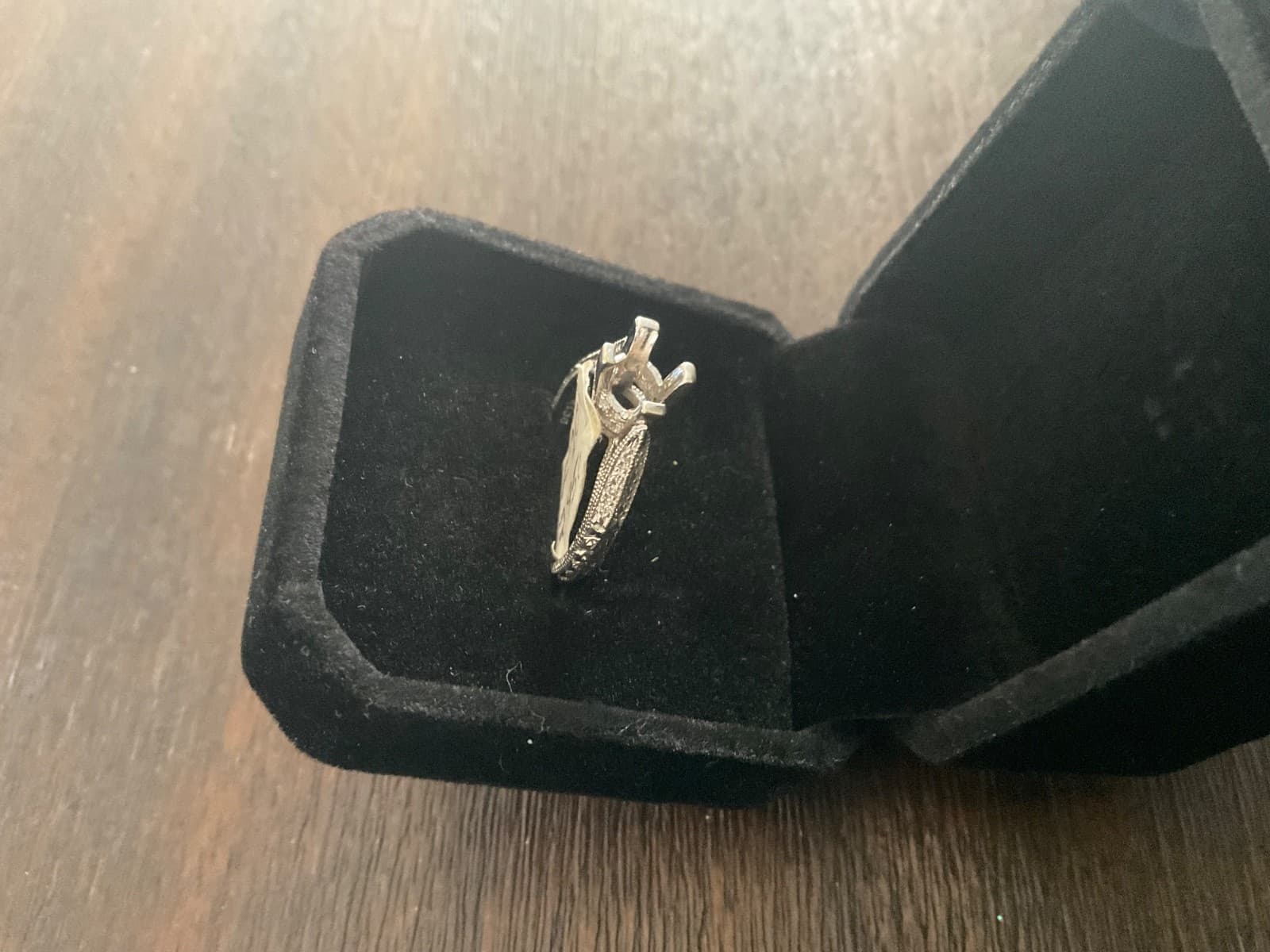 Diamond Engagement Ring 6 1/4 Semi-Mount, 18k White Gold .18 Carat W Diamonds - Thumbnail 2