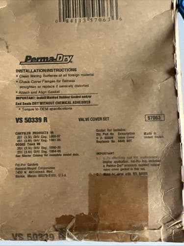 Engine Valve Cover Gasket Set Fel-Pro VS 50339 R - Thumbnail 2