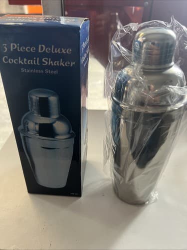 3 Piece Deluxe Cocktail Shaker 24oz Stainless Steel Model Supera SK3-24D - Image 1