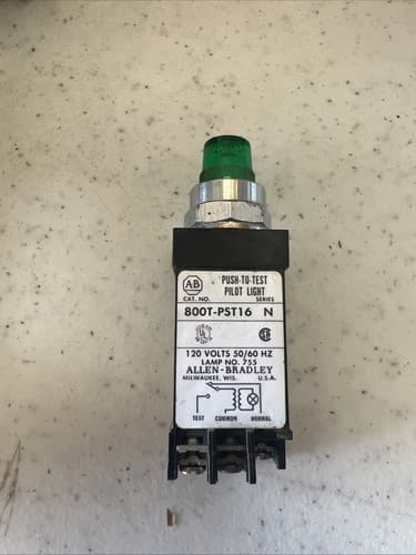 ALLEN BRADLEY 800T-PST16 Series N Push to Test Pilot Light(green) 120V 50/60HZ