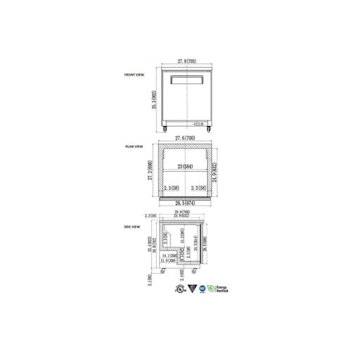 COMMERCIAL 27″ UNDER COUNTER REFRIGERATOR 6.5 CU. FT. - Thumbnail 4