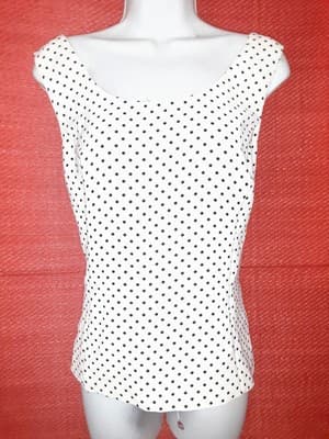Jones Studio Separates White w Black Polka Dots Tank Top Size 16 Shirt Blouse - Image 1