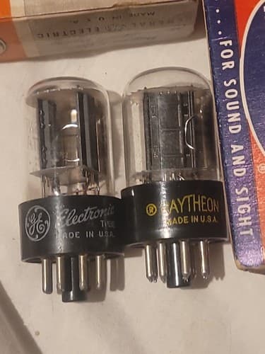Pair Raytheon & GE NIB NOS 6SN7GTB/6SN7GT Side Getter Vacuum Tubes FREE SHIPPING - Image 1