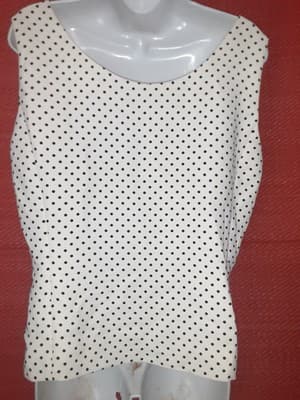 Jones Studio Separates White w Black Polka Dots Tank Top Size 16 Shirt Blouse - Thumbnail 4