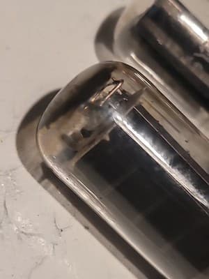(2) Vintage 5Y3GT Rectifier Tubes Smooth & Ribbed Plates D Getters CBS Magnovox - Thumbnail 2