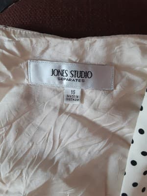 Jones Studio Separates White w Black Polka Dots Tank Top Size 16 Shirt Blouse - Thumbnail 7
