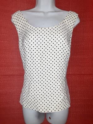 Jones Studio Separates White w Black Polka Dots Tank Top Size 16 Shirt Blouse - Thumbnail 3