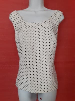 Jones Studio Separates White w Black Polka Dots Tank Top Size 16 Shirt Blouse - Thumbnail 2