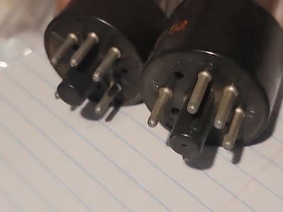 (2) Vintage 5Y3GT Rectifier Tubes Smooth & Ribbed Plates D Getters CBS Magnovox - Thumbnail 5