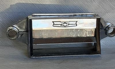 Vintage 60s Chevy Radio Chrome Faceplate Bowtie - Thumbnail 5