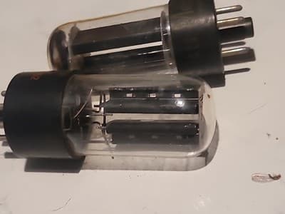 (2) Vintage 5Y3GT Rectifier Tubes Smooth & Ribbed Plates D Getters CBS Magnovox - Thumbnail 6