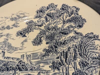 ENOCH WEDGWOOD "COUNTRYSIDE" 10" DINNER PLATE BLUE AND WHITE VINTAGE ENGLAND - Thumbnail 3