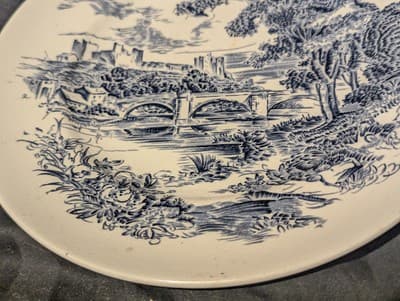 ENOCH WEDGWOOD "COUNTRYSIDE" 10" DINNER PLATE BLUE AND WHITE VINTAGE ENGLAND - Thumbnail 2