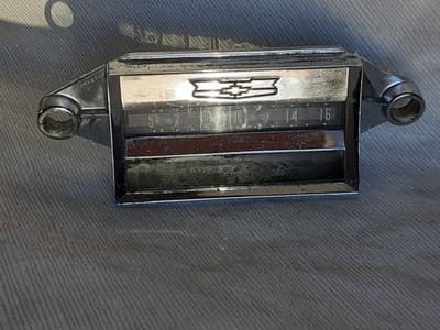 Vintage 60s Chevy Radio Chrome Faceplate Bowtie - Thumbnail 2