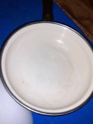 Vintage Moneta Enamel Porcelain small Frying Cooking Pan Brown Orange Flowers - Thumbnail 5