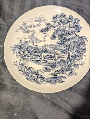ENOCH WEDGWOOD "COUNTRYSIDE" 10" DINNER PLATE BLUE AND WHITE VINTAGE ENGLAND - Thumbnail 7
