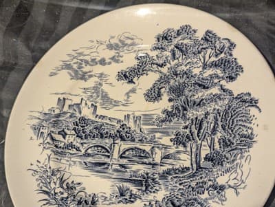 ENOCH WEDGWOOD "COUNTRYSIDE" 10" DINNER PLATE BLUE AND WHITE VINTAGE ENGLAND - Thumbnail 4