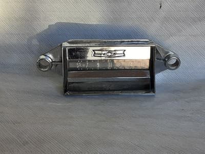 Vintage 60s Chevy Radio Chrome Faceplate Bowtie - Thumbnail 4