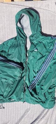 Vtg 90s Adidas Trefoil Reversible Green/Grey Hooded Zip Puffer Jacket Men's XXL - Thumbnail 5