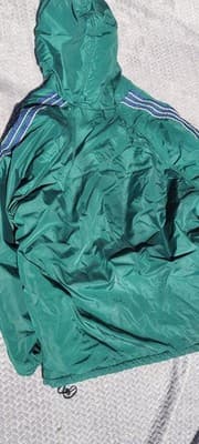 Vtg 90s Adidas Trefoil Reversible Green/Grey Hooded Zip Puffer Jacket Men's XXL - Thumbnail 10
