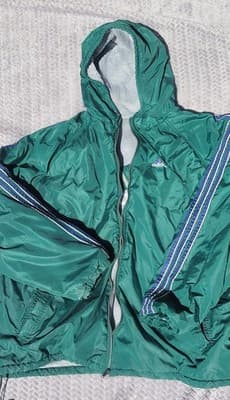 Vtg 90s Adidas Trefoil Reversible Green/Grey Hooded Zip Puffer Jacket Men's XXL - Thumbnail 8