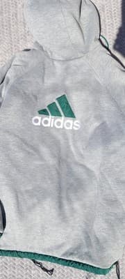 Vtg 90s Adidas Trefoil Reversible Green/Grey Hooded Zip Puffer Jacket Men's XXL - Thumbnail 19
