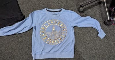 Karl Lagerfeld Women’s Sweatshirt Paris Logo Graphic White/Gold Sz Small - Thumbnail 3