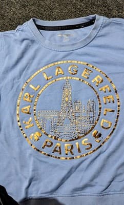 Karl Lagerfeld Women’s Sweatshirt Paris Logo Graphic White/Gold Sz Small - Image 1