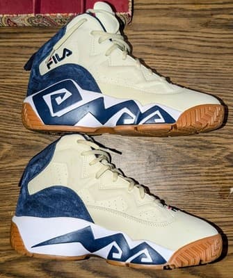 Excellent FILA MB Mens Suede Basketball Shoes Size 9.5 Blue White Mashburn - Thumbnail 5
