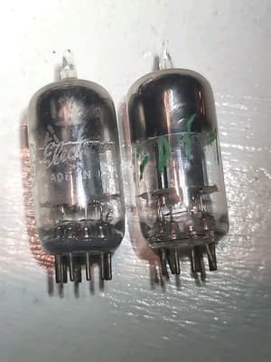 Pair of Vintage GE & SYLVANIA ECC81 / B739 / 12AT7 Preamp Vacuum Tubes - Image 1
