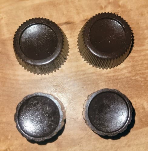 4 Sets of VINTAGE BAKELITE BROWN BUTTON TUBE RADIO KNOB LOT FREE SHIPPING. - Image 1
