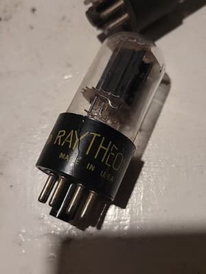 TRIO Of 6SN7GTB Vacuum Tubes, Tall Boys, Raytheon - Thumbnail 2