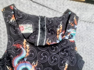 Hawaiian Hilo Hattie Black Maxi Dress Sz 10 Sleeveless Dragon Print Summer - Thumbnail 4