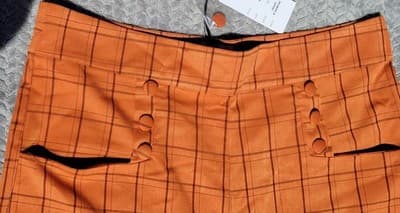NWT Unique Vintage 1940s Orange Windowpane High Waist Ginger Pants Sz 1x - Thumbnail 10