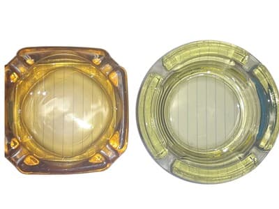 2 Small Vintage Mid Century Green & Amber Glass Ashtrays FREE SHIPPING Retro - Image 1
