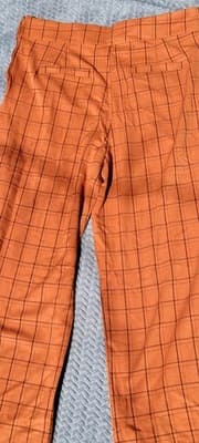 NWT Unique Vintage 1940s Orange Windowpane High Waist Ginger Pants Sz 1x - Thumbnail 13