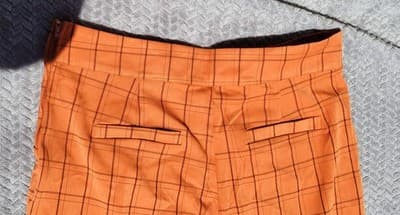 NWT Unique Vintage 1940s Orange Windowpane High Waist Ginger Pants Sz 1x - Thumbnail 5