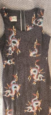 Hawaiian Hilo Hattie Black Maxi Dress Sz 10 Sleeveless Dragon Print Summer - Thumbnail 7