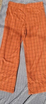 NWT Unique Vintage 1940s Orange Windowpane High Waist Ginger Pants Sz 1x - Thumbnail 14