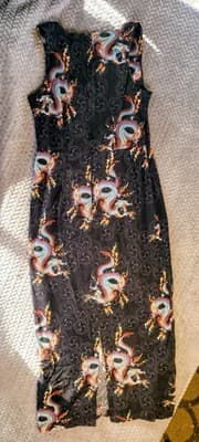 Hawaiian Hilo Hattie Black Maxi Dress Sz 10 Sleeveless Dragon Print Summer - Thumbnail 9