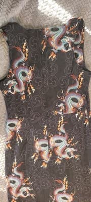 Hawaiian Hilo Hattie Black Maxi Dress Sz 10 Sleeveless Dragon Print Summer - Thumbnail 10