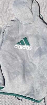 Vtg 90s Adidas Trefoil Reversible Green/Grey Hooded Zip Puffer Jacket Men's XXL - Thumbnail 22
