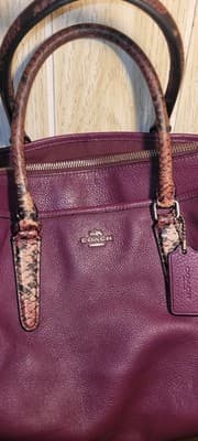 Purple Coach Morgan Satchel Embossed Exotic Trim Pebble Leather Convertible Plum - Thumbnail 3