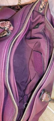 Purple Coach Morgan Satchel Embossed Exotic Trim Pebble Leather Convertible Plum - Thumbnail 6