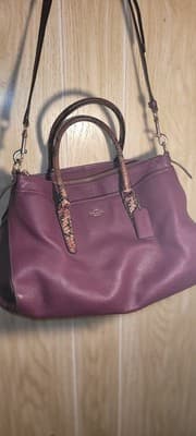 Purple Coach Morgan Satchel Embossed Exotic Trim Pebble Leather Convertible Plum - Thumbnail 12