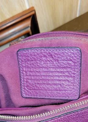 Purple Coach Morgan Satchel Embossed Exotic Trim Pebble Leather Convertible Plum - Thumbnail 5
