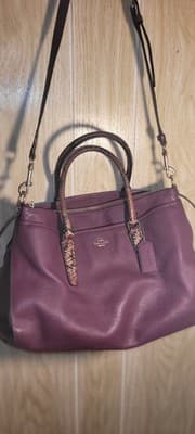 Purple Coach Morgan Satchel Embossed Exotic Trim Pebble Leather Convertible Plum - Thumbnail 11