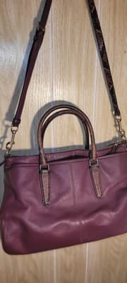Purple Coach Morgan Satchel Embossed Exotic Trim Pebble Leather Convertible Plum - Thumbnail 2